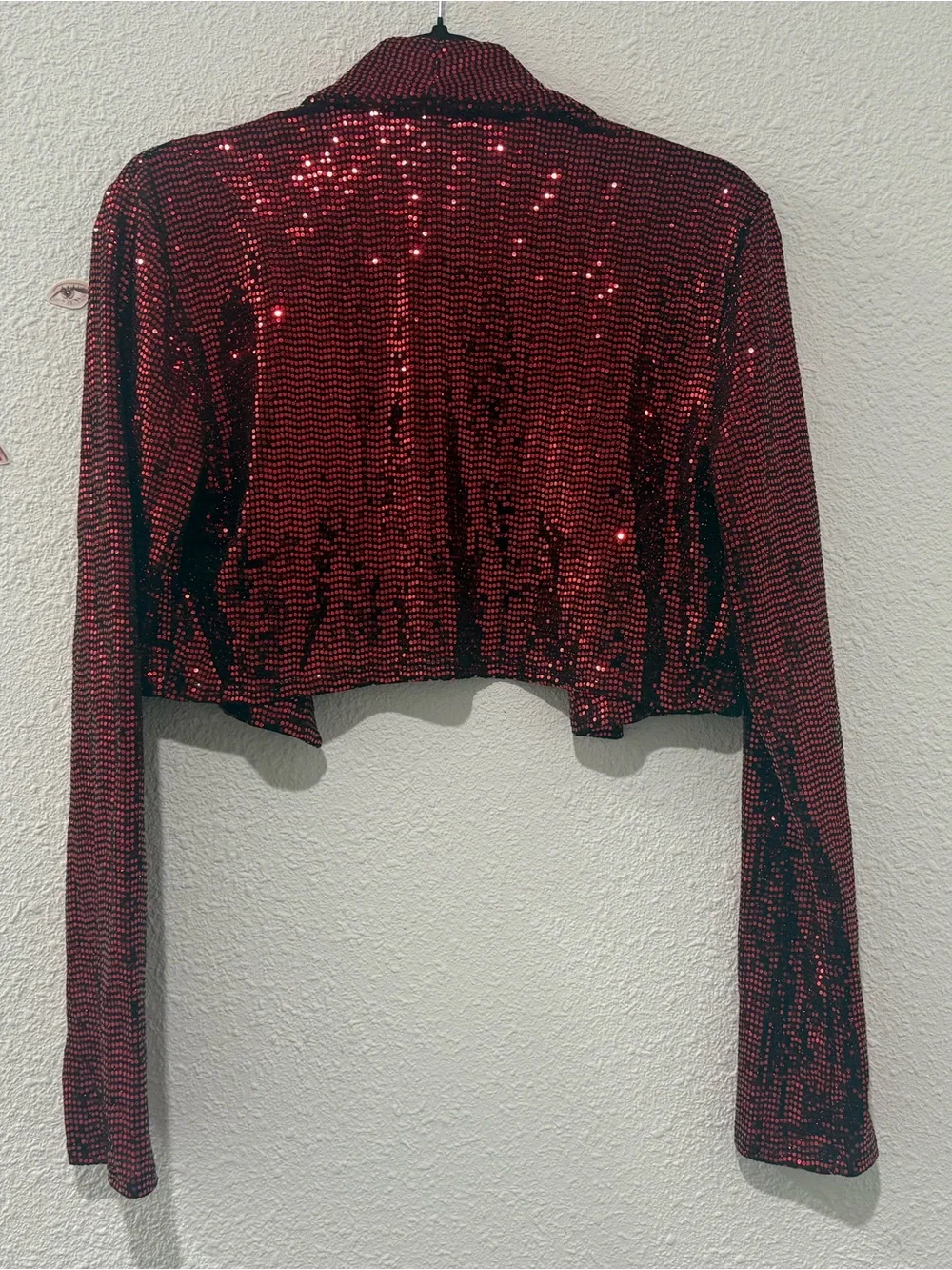 One by one Red Sequin like Cropped Bolero Jacket